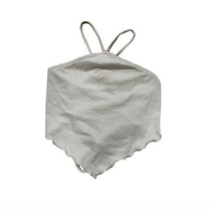 Beige Tan Target Wild Fable corset string tie back ribbed halter crop top women